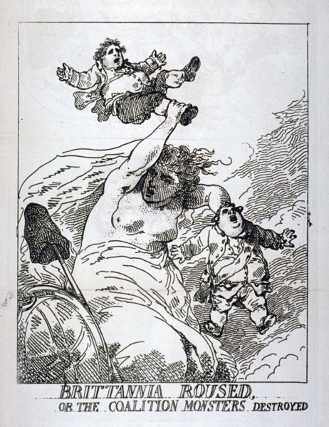 'Brittannia roused or the Coalition Monsters Destroyed', 1784. Artist: Thomas Rowlandson