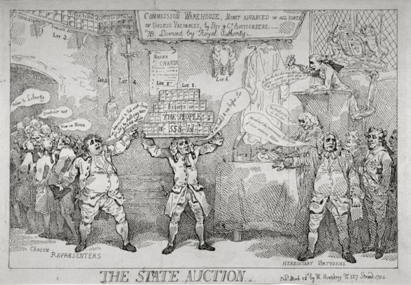 'The State Auction', 1784. Artist: Thomas Rowlandson