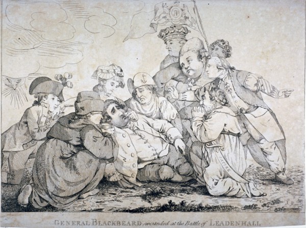 General Blackbeard wounded at the battle of Leadenhall', 1784. Artist: Anon