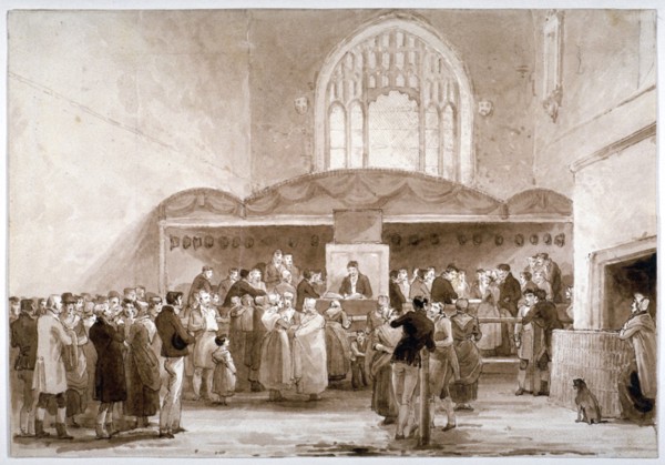 Interior view of Guildhall Chapel, City of London, 1817. Artist: George Jones