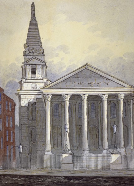 Church of St George, Hart Street, Bloomsbury, London, c1815. Artist: William Pearson
