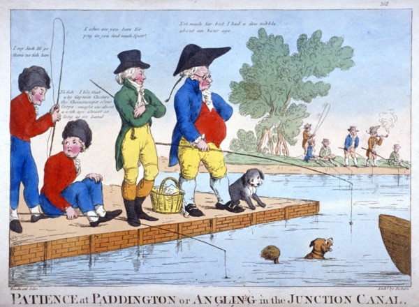 'Patience at Paddington, or angling in the Junction Canal', c1800. Artist: Roberts