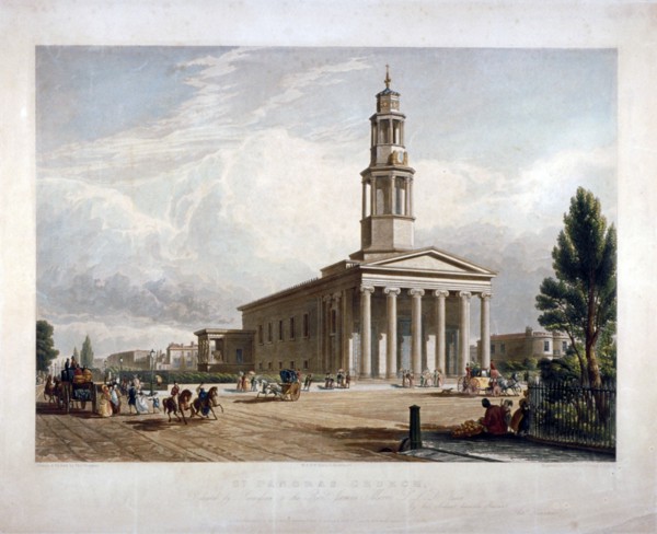 St Pancras New Church on the Euston Road, London, c1822. Creators: T Kearnan, Richard Gilson Reeve.