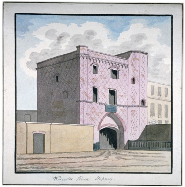 Gateway of Worcester House, Stepney, London, c1810. Artist: Anon