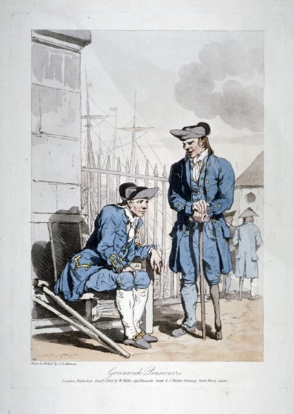 'Greenwich Pensioners', 1808. Artist: John Augustus Atkinson