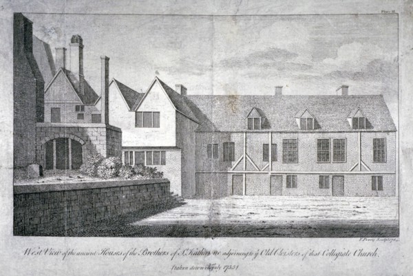 West view of the Church of St Katherine by the Tower, Stepney, London, 1764. Artist: F Perry