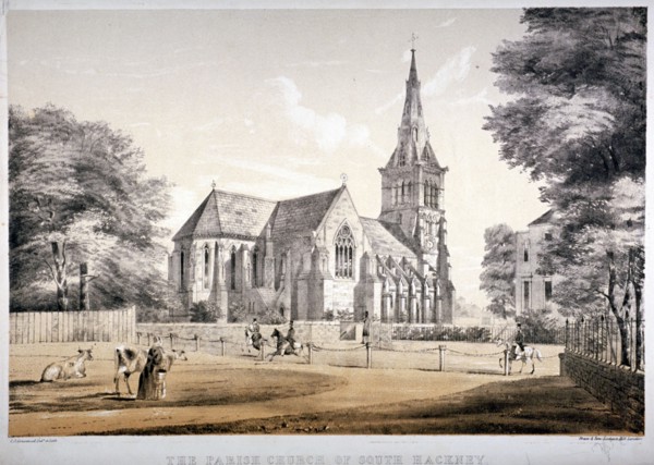 The Church of St John of Jerusalem, Hackney, London, c1850. Artist: CJ Greenwood