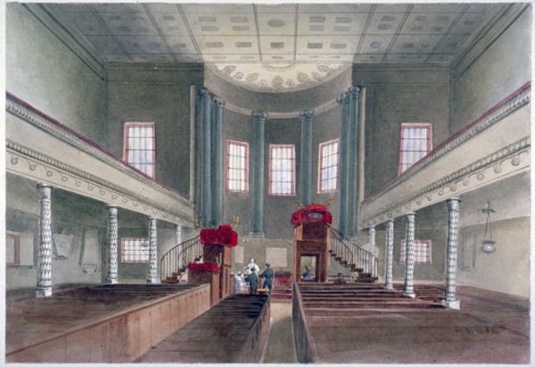 Interior view of St Pancras New Church, London, 1855. Artist: W Guest