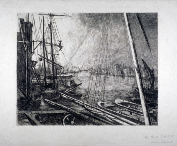 Pool of London from Rotherhithe, with ships in the foreground, c1890. Artist: Edwin Edwards