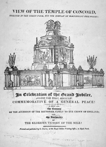 Temple of Concord, Green Park, Westminster, London, 1814. Artist: Anon