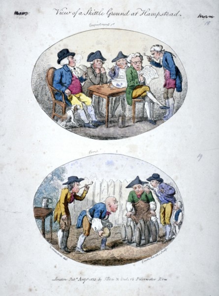 'View of a Skittle Ground at Hampstead', 1813. Artist: George Cruikshank