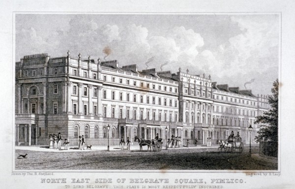 Belgrave Square, Belgravia, London, 1828. Artist: S Lacey