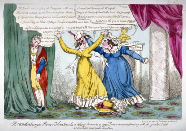 Queen Caroline and Mrs Wood, 1820. Artist: Anon