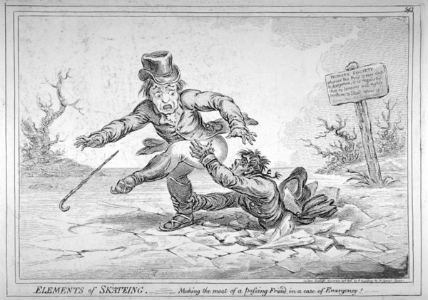 'Elements of Skateing. A fundamental error in the art of skaiting', 1805. Artist: James Gillray
