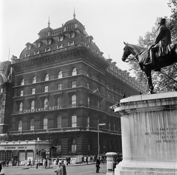 Grosvenor Hotel and statue of Marshall Foch, London, 1960-1972
