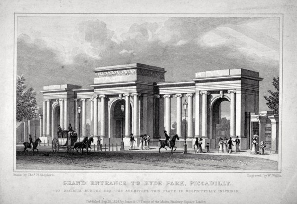 View of Hyde Park Corner, London, 1828. Artist: W Wallis