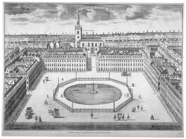 St James's Square from the south, London, 1754. Artist: Sutton Nicholls