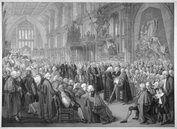 Interior of the Guildhall, City of London, 1782. Artist: Benjamin Smith