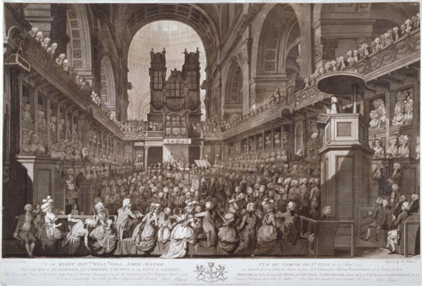 Service of thanksgiving in St Paul's Cathedral, City of London, 1789 (1790). Artist: Robert Pollard