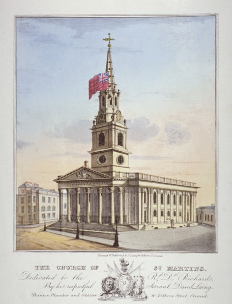 Church of St Martin-in-the-Fields, Westminster, London, c1825. Artist: Anon