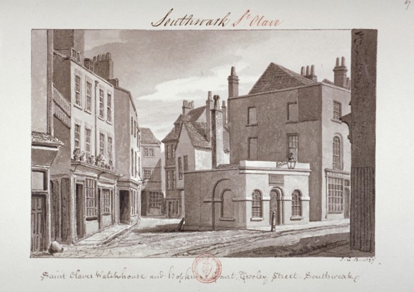 'Saint Olave's Watchhouse and Hopkin's Court near Tooley Street, Southwark', London, 1827. Artist: John Chessell Buckler