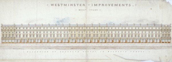 Elevation of proposed houses in Victoria Street, Westminster, London, c1845. Artist: Tyler
