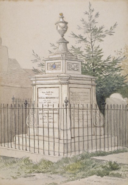 William Hogarth's tomb in St Nicholas' churchyard, Chiswick, Hounslow, London, c1820. Artist: Anon