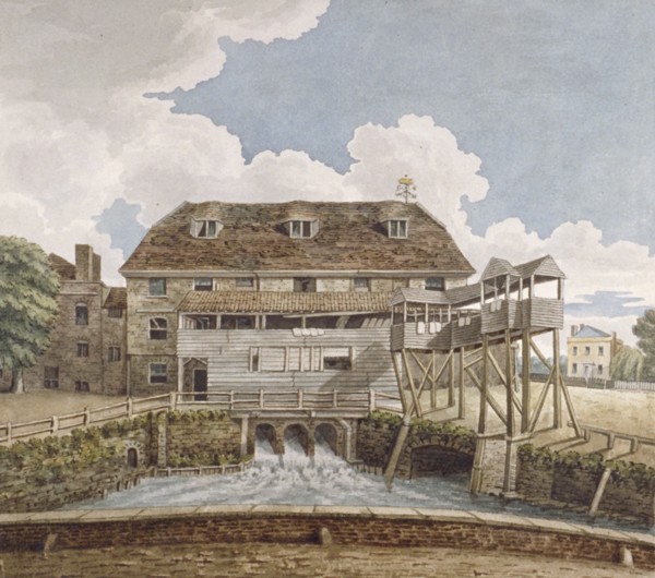 View of a flour mill at Isleworth, Middlesex, 1795. Artist: Anon