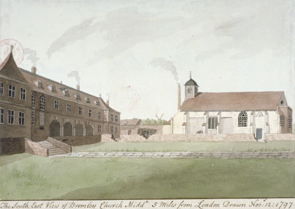 South-east view of St Leonard's Church, Bromley-by-Bow, London, 1797. Artist: Anon