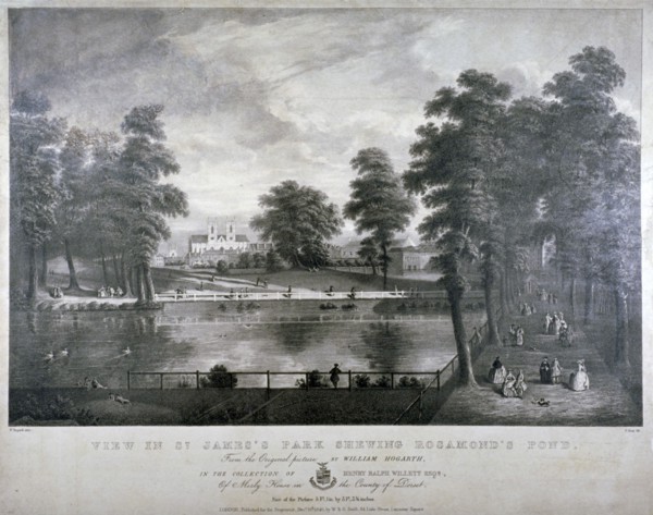 Rosamond's Pond, St James's Park, Westminster, London, 1840. Artist: F Ross