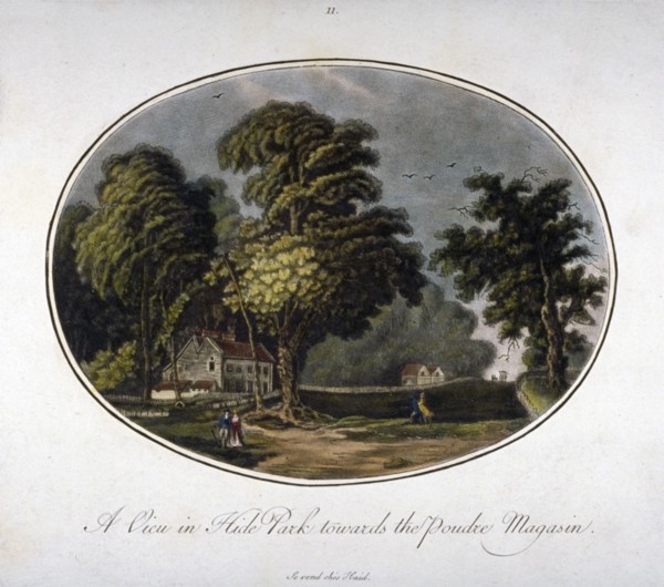 View of the powder magazine in Hyde Park, Westminster, London, 1791(?). Artist: Anon