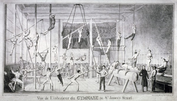 Interior view of a gymnasium, 26 St James's Street, Westminster, London, c1830. Artist: Robert Seymour