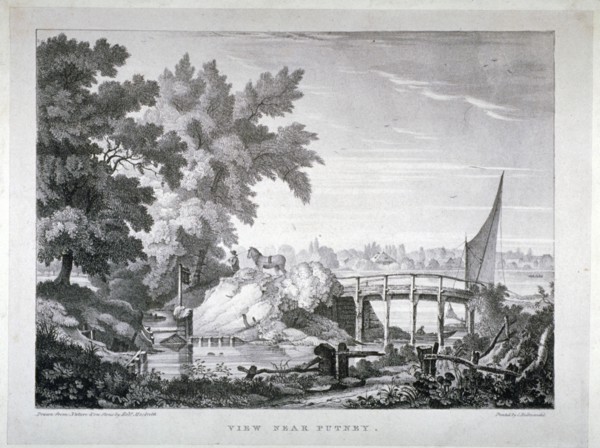 View near Putney, with the River Thames in the background, Wandsworth, London, c1850. Artist: Robert Mackreth