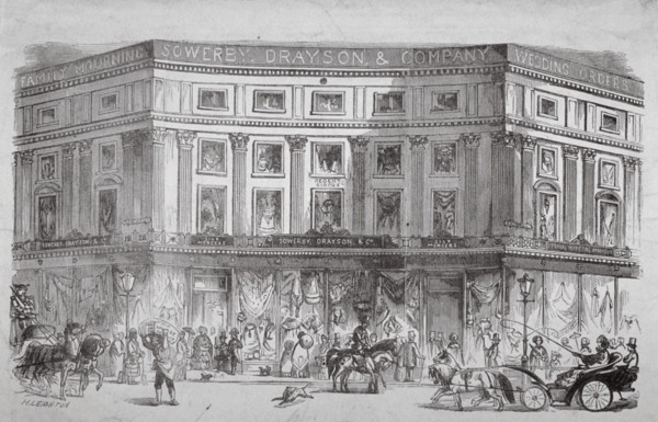 Mercers' shop, Regent Circus, Westminster, London, c1850. Artist: H Leighton