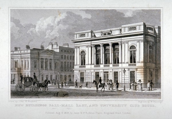 Pall Mall East, Westminster, London, 1828. Artist: M Barrenger