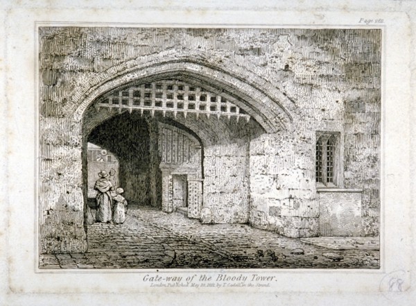 Gateway to the Bloody Tower, Tower of London, 1821. Artist: Anon