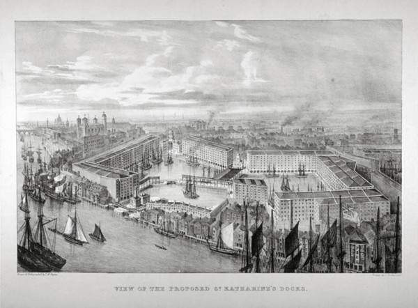View of the proposed St Katharine's Dock, London, c1825. Artist: Thomas Mann Baynes