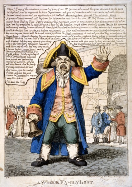 A beadle outside the Bank of England, London, 1814. Artist: C Williams