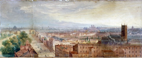 Aerial view of Knightsbridge, London, c1845. Artist: George Robert Vawser
