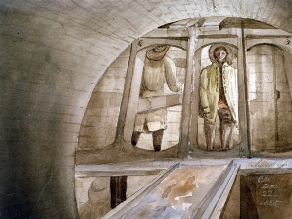 View of the shield used in the construction of the Thames Tunnel, London, 1835. Artist: Edmund Marks