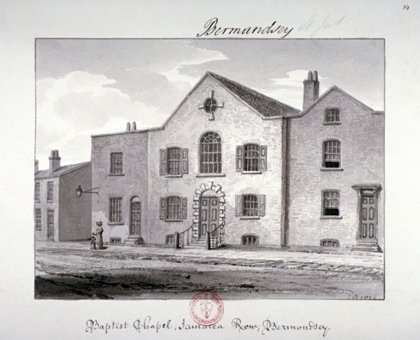 View of the Baptist Chapel on Jamaica Row, Bermondsey, London, 1826. Artist: John Chessell Buckler