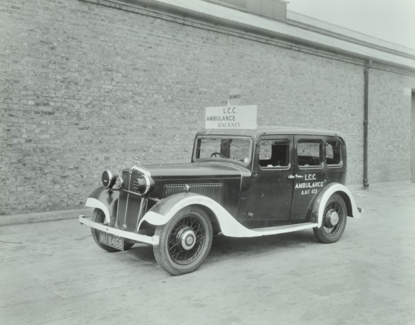 Car converted into London County Council ambulance, Wandsworth Depot, 1940. Artist: Unknown.
