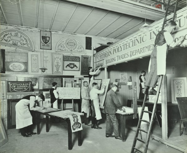 Students from trade classes, Northern Polytechnic, London, 1911. Artist: Unknown.