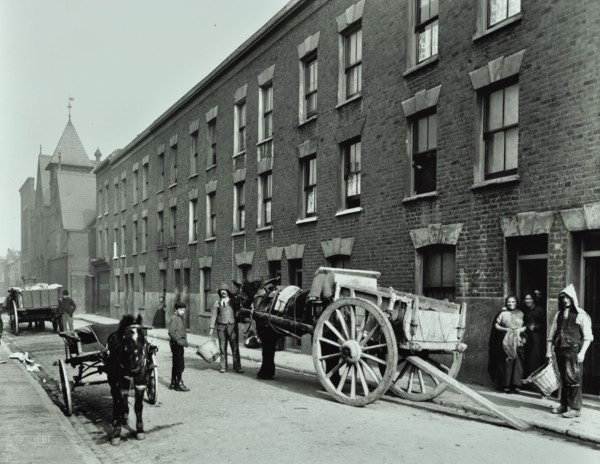 Dustmen and dust cart in Beckett Street, Camberwell, London, 1903. Artist: Unknown.