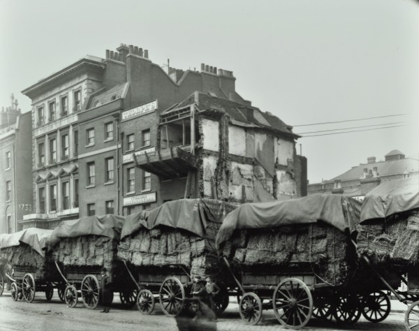 Hay wagons, Whitechapel High Street, London, 1903. Artist: Unknown.