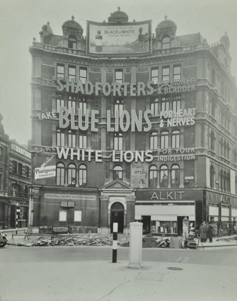 Advertisements at Cambridge Circus, Westminster, London, 1945. Artist: Unknown.