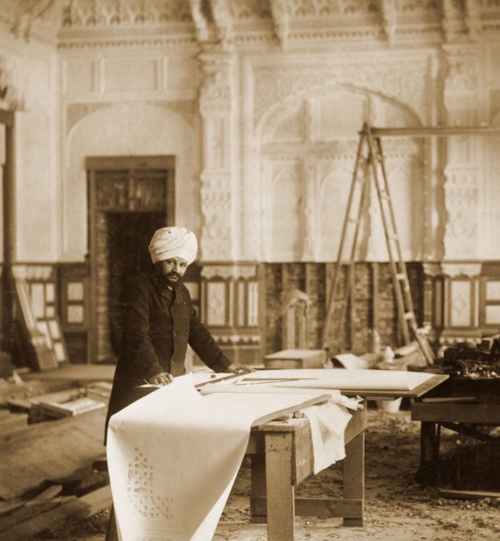 Bhai Ram Singh at work in the Indian Room, Osborne House, Isle of Wight, 1892