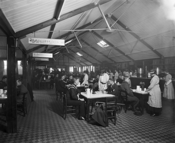 Accomodation for American soldiers, Eagle Hut, Aldwych, London, January 1918