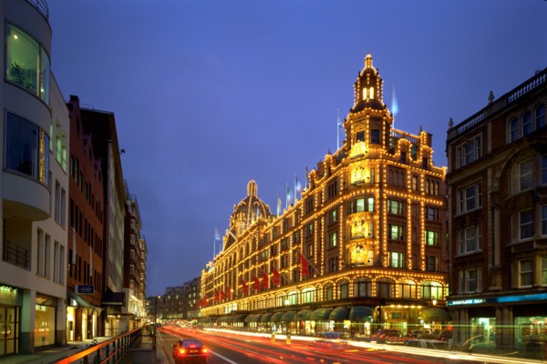 Harrods Department Store at night, Brompton Road, Knightsbridge, London, 2005