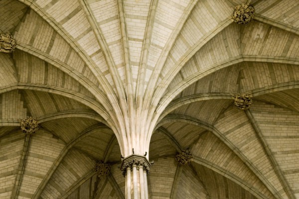 Vaulted ceiling of the chapter house of Westminster Abbey, London, 2009